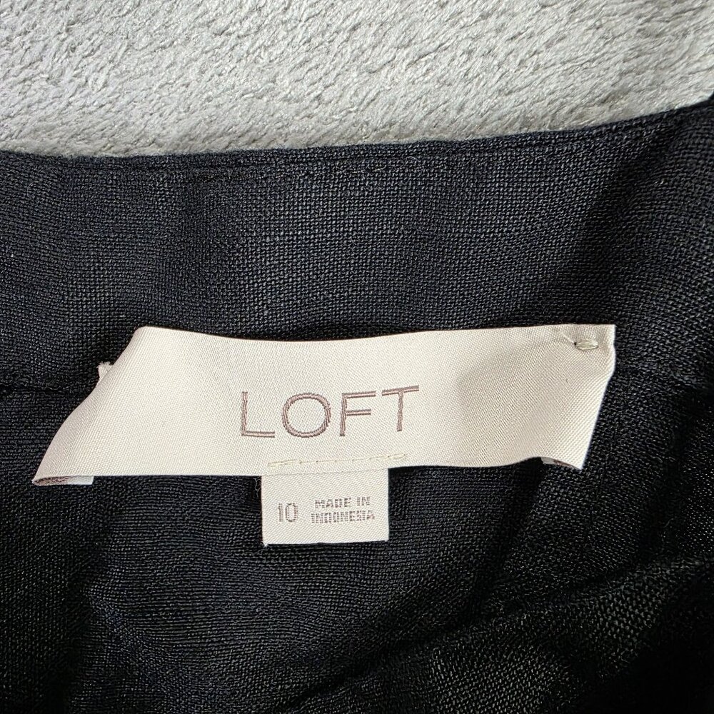 Womens Loft Black Linen Blend Sleeveless Romper Spaghetti Straps Side Zip 10 - Picture 2 of 7